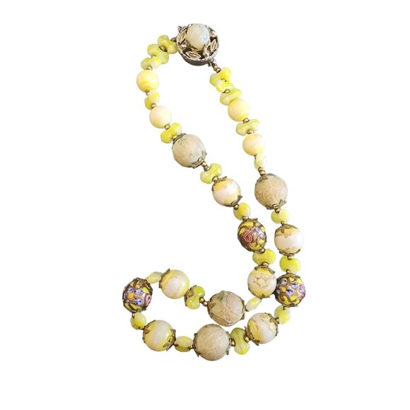 Vintage Sugared Acrylic, Glass & Glass Wedding Cake Beaded Necklace (A2582) - Picture 2 of 5